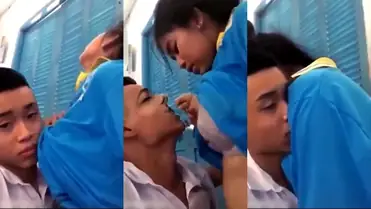 Dalam Kelas Kosong Siswi SMP Hisap Dada Pacar